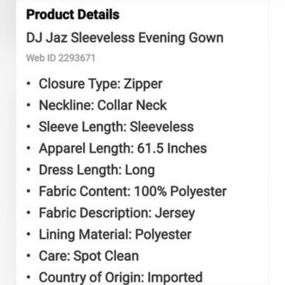 S12 Prom Dress DJ Jaz Sleeveless Evening Gown NEW w tags Size 12 Runs Small - Picture 4 of 4